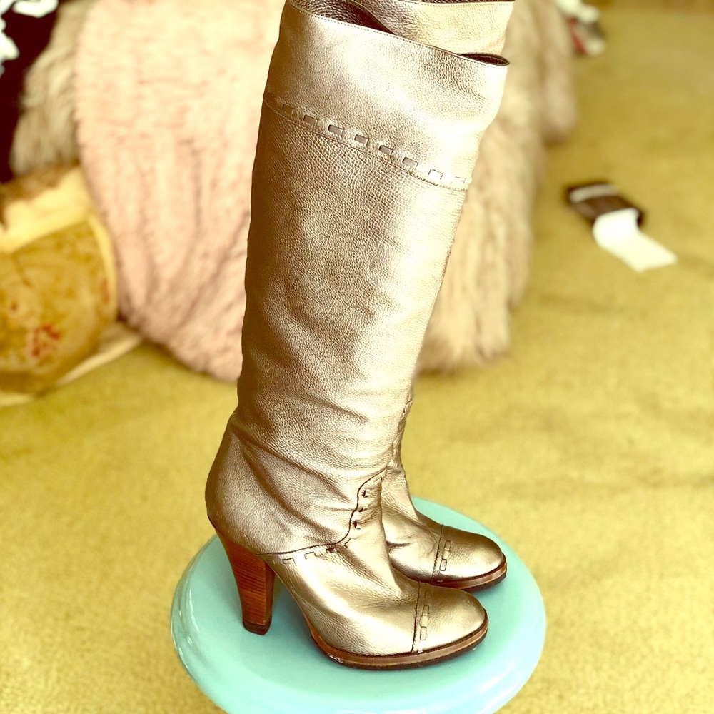 METALLIC LEATHER DESIGNER BOOTS